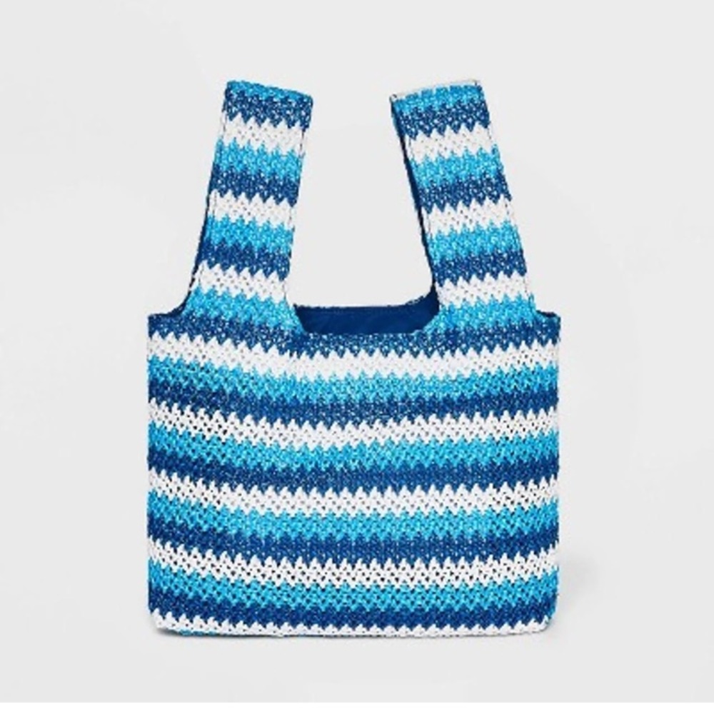 NWT Chevron Print Striped Satchel Future Collective with Alani Noelle Blue